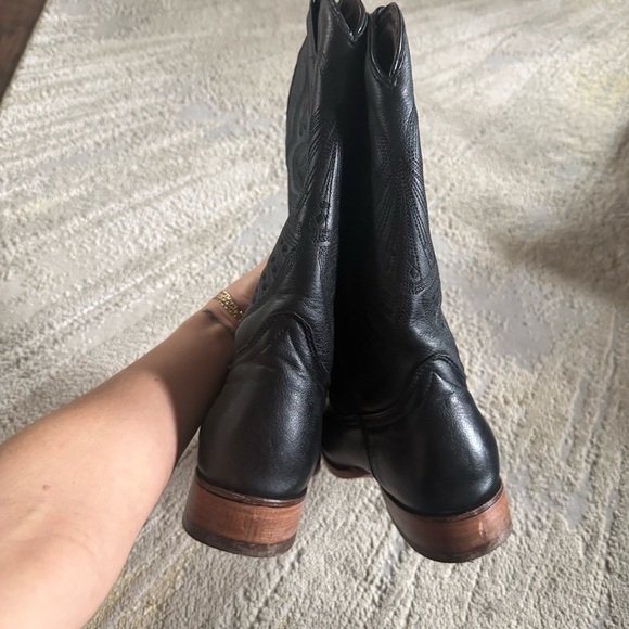 Aguila Real Black Leather Cowboys Boots Western Made in Mexico pointy toe 8 main image 6